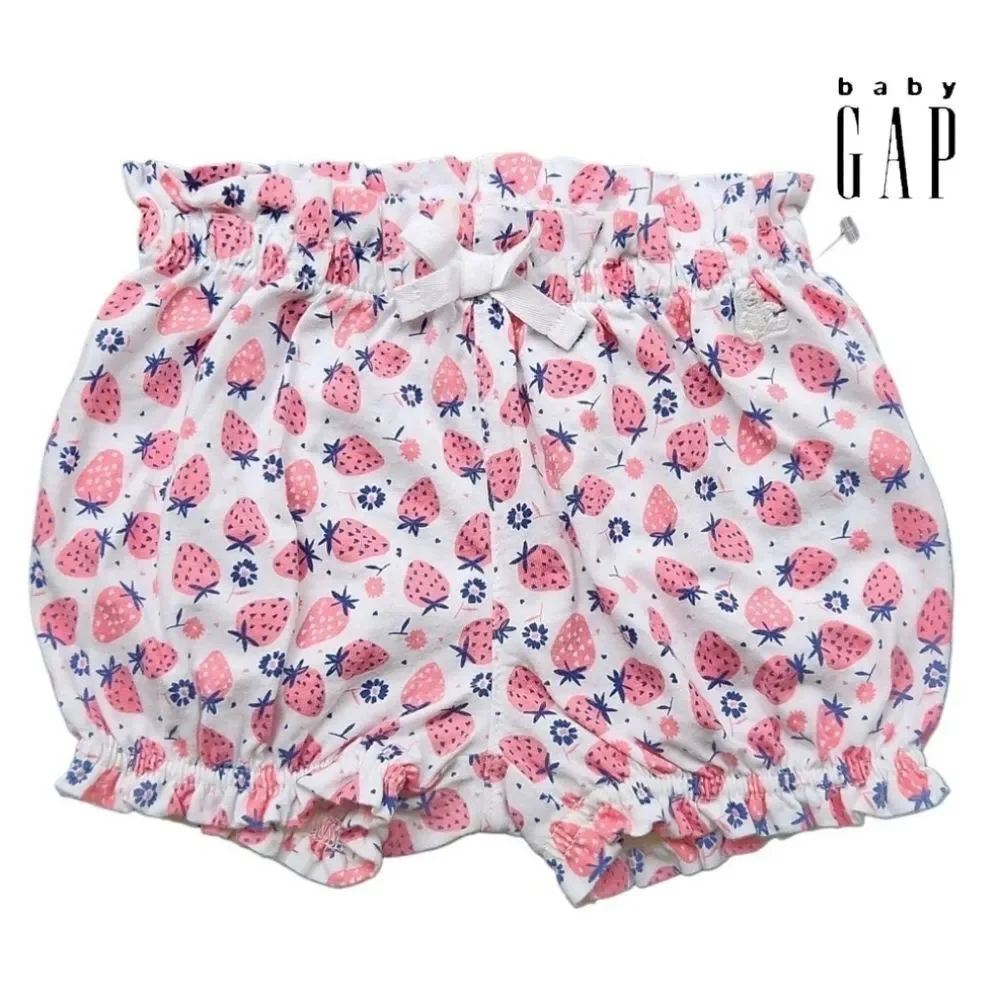 Baby Gap Pull-on Shorts Pink and White 100% Organic Cotton Size 6 - 12 Months